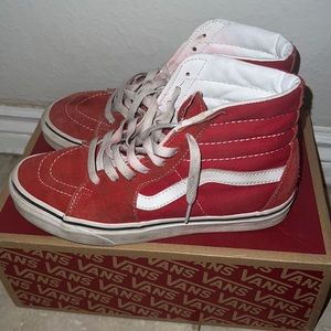 Red Vans size 6 for men and 7.5 for Women. Comes with original box